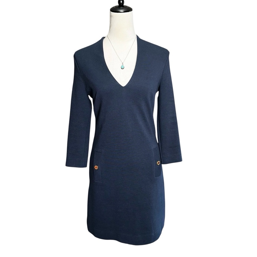 Lilly Pulitzer Charlena‎ Navy Blue V-Neck Mini Sheath Dress S | Coastal Preppy